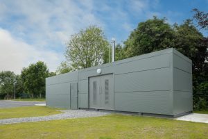 a biomass boiler eco-cabin at a school