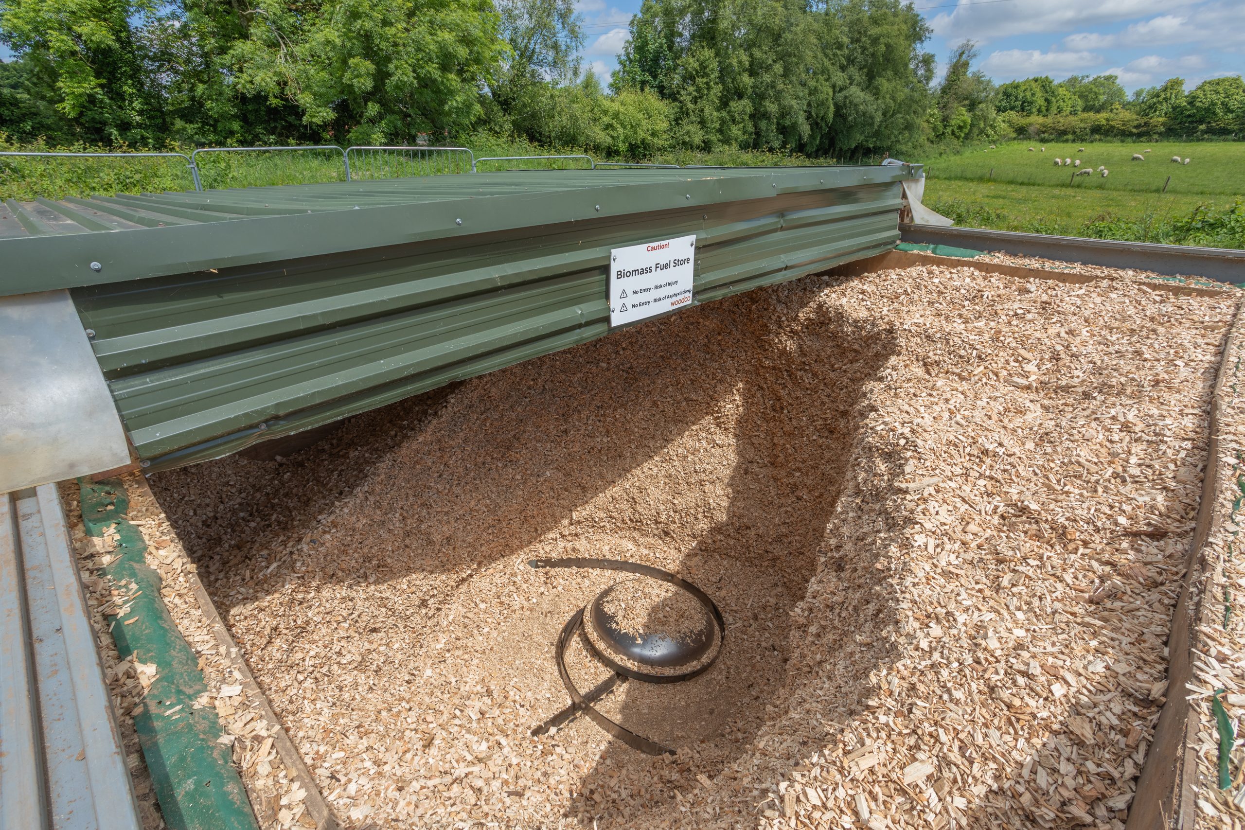 wood chip fuel in a fuel store