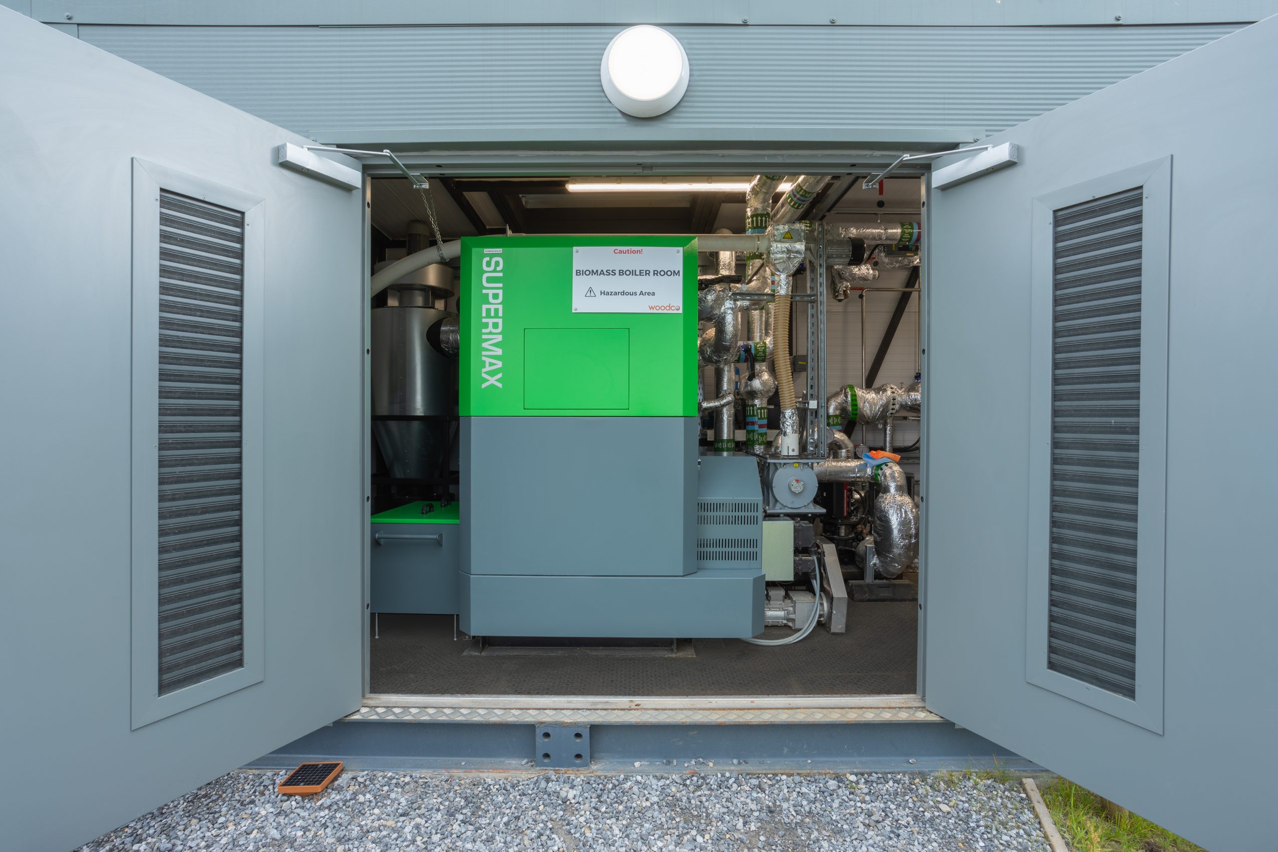 biomass boiler in a plant room